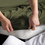 Hotel Quality Fitted sheets - 2 Piece Fitted sheets  -Breathable Bedding - Wrinkle, Fade, Stain Resistant- 26inch/40cm Deep Pocket Fitted Bed Sheet-Wrinkle and Fade Resistant,(Olive green,Double)