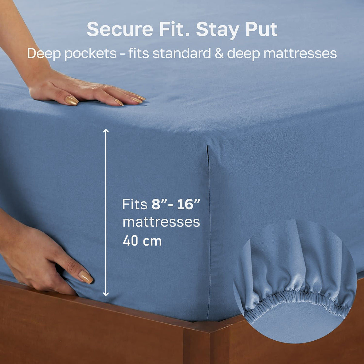 Hotel Quality Fitted sheets - 2 Piece Fitted sheets  -Breathable Bedding - Wrinkle, Fade, Stain Resistant- 26inch/40cm Deep Pocket Fitted Bed Sheet-Wrinkle and Fade Resistant,(Ocean,King Single)