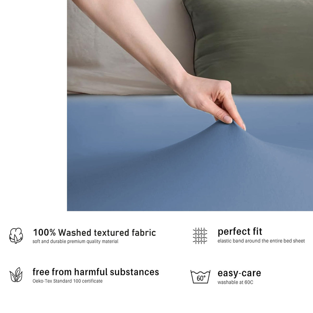 Hotel Quality Fitted sheets - 2 Piece Fitted sheets  -Breathable Bedding - Wrinkle, Fade, Stain Resistant- 26inch/40cm Deep Pocket Fitted Bed Sheet-Wrinkle and Fade Resistant,(Ocean,King Single)