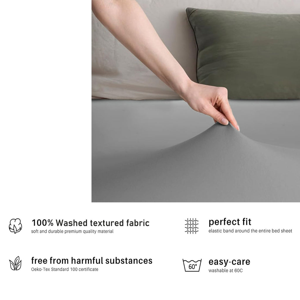 Hotel Quality Fitted sheets - 2 Piece Fitted sheets  -Breathable Bedding - Wrinkle, Fade, Stain Resistant- 26inch/40cm Deep Pocket Fitted Bed Sheet-Wrinkle and Fade Resistant,(Grey,King Single)