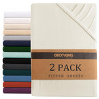 Hotel Quality Fitted sheets - 2 Piece Fitted sheets  -Breathable Bedding - Wrinkle, Fade, Stain Resistant- 26inch/40cm Deep Pocket Fitted Bed Sheet-Wrinkle and Fade Resistant,(Cream White,King Single)