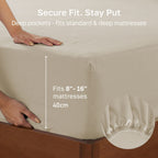 Hotel Quality Fitted sheets - 2 Piece Fitted sheets  -Breathable Bedding - Wrinkle, Fade, Stain Resistant- 26inch/40cm Deep Pocket Fitted Bed Sheet-Wrinkle and Fade Resistant,(Cream White,King Single)
