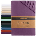 Hotel Quality Fitted sheets - 2 Piece Fitted sheets  -Breathable Bedding - Wrinkle, Fade, Stain Resistant- 26inch/40cm Deep Pocket Fitted Bed Sheet-Wrinkle and Fade Resistant,(Purple,King Single)