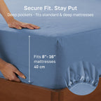 Hotel Quality Fitted sheets - 2 Piece Fitted sheets  -Breathable Bedding - Wrinkle, Fade, Stain Resistant- 26inch/40cm Deep Pocket Fitted Bed Sheet-Wrinkle and Fade Resistant,(Ocean,Single)