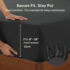 Hotel Quality Fitted sheets - 2 Piece Fitted sheets  -Breathable Bedding - Wrinkle, Fade, Stain Resistant- 26inch/40cm Deep Pocket Fitted Bed Sheet-Wrinkle and Fade Resistant,(Black,Super King)