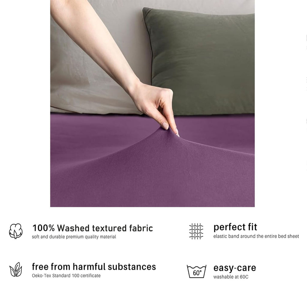 Hotel Quality Fitted sheets - 2 Piece Fitted sheets  -Breathable Bedding - Wrinkle, Fade, Stain Resistant- 26inch/40cm Deep Pocket Fitted Bed Sheet-Wrinkle and Fade Resistant,(Purple,Super King)