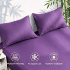 4 Piece Ultra Soft Bamboo Breathable Sheet Set -Hotel 2000TC Breathable Bed Sheets Set with 37 Centimetre Deep Pocket-Breathable Sheets for Hot Sleepers(Purple,Double)