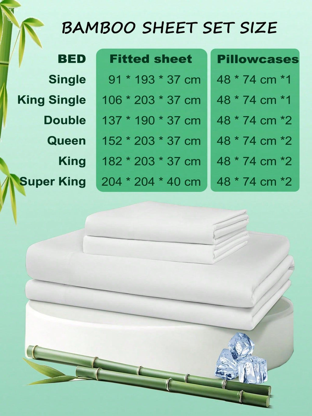 Hotel Breathable Bamboo Fitted Sheet & Pillowcase-3 Piece - Ultra Soft 2000TC Breathable Fitted Bed Sheets Set with 37 Centimetre Deep Pocket-Cooling Sheets for Hot Sleepers(White,King)