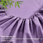Hotel Breathable Bamboo Fitted Sheet & Pillowcase-3 Piece-Ultra Soft 2000TC Breathable Fitted Bed Sheets Set with 40 Centimetre Deep Pocket-Cooling Sheets for Hot Sleepers(Purple,Super King)