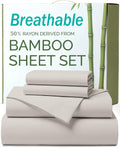 4 Piece Ultra Soft Bamboo Breathable Sheet Set -Hotel 2000TC Breathable Bed Sheets Set with 40 Centimetre Deep Pocket-Breathable Sheets for Hot Sleepers(Silver-gray,Super King)
