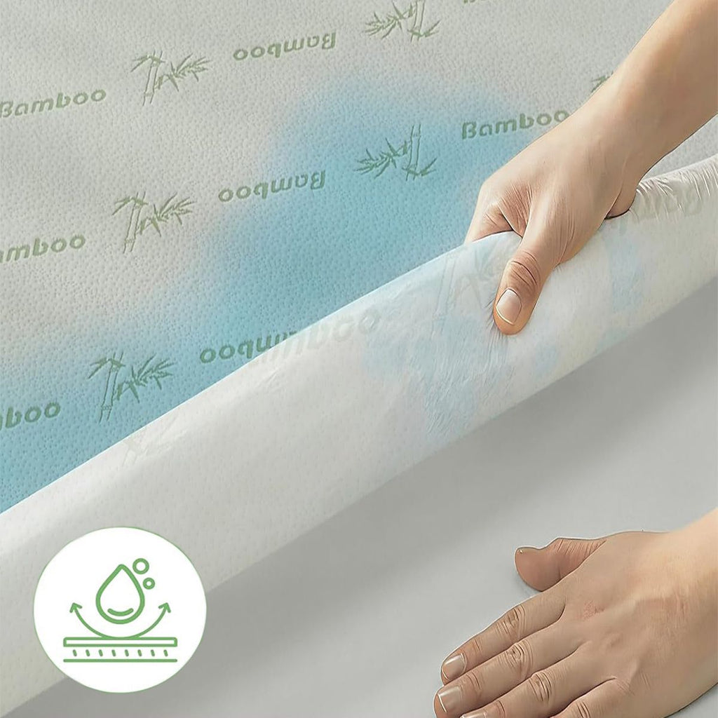 Bamboo Mattress Protector,Breathable Waterproof Mattress Cover,3D Air Fabric Cooling Bed Pad Cover, Deep Pocket 40cm(Super King,Green)