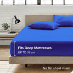 Hotel Quality Fitted Sheet - 1 Piece Fitted Sheet  -Breathable Bedding - Wrinkle, Fade, Stain Resistant- 16inch/40cm Deep Pocket Fitted Bed Sheet-Wrinkle and Fade Resistant,(Royal blue,Double)