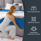 Hotel Quality Fitted Sheet - 1 Piece Fitted Sheet  -Breathable Bedding - Wrinkle, Fade, Stain Resistant- 16inch/40cm Deep Pocket Fitted Bed Sheet-Wrinkle and Fade Resistant,(Ocean,Double)