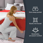 Hotel Quality Fitted Sheet - 1 Piece Fitted Sheet  -Breathable Bedding - Wrinkle, Fade, Stain Resistant- 16inch/40cm Deep Pocket Fitted Bed Sheet-Wrinkle and Fade Resistant,(Red,King)