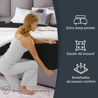 Hotel Quality Fitted Sheet - 1 Piece Fitted Sheet  -Breathable Bedding - Wrinkle, Fade, Stain Resistant- 16inch/40cm Deep Pocket Fitted Bed Sheet-Wrinkle and Fade Resistant,(Black,King)