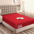 Hotel Quality Fitted Sheet - 1 Piece Fitted Sheet  -Breathable Bedding - Wrinkle, Fade, Stain Resistant- 16inch/40cm Deep Pocket Fitted Bed Sheet-Wrinkle and Fade Resistant,(Red,King Single)