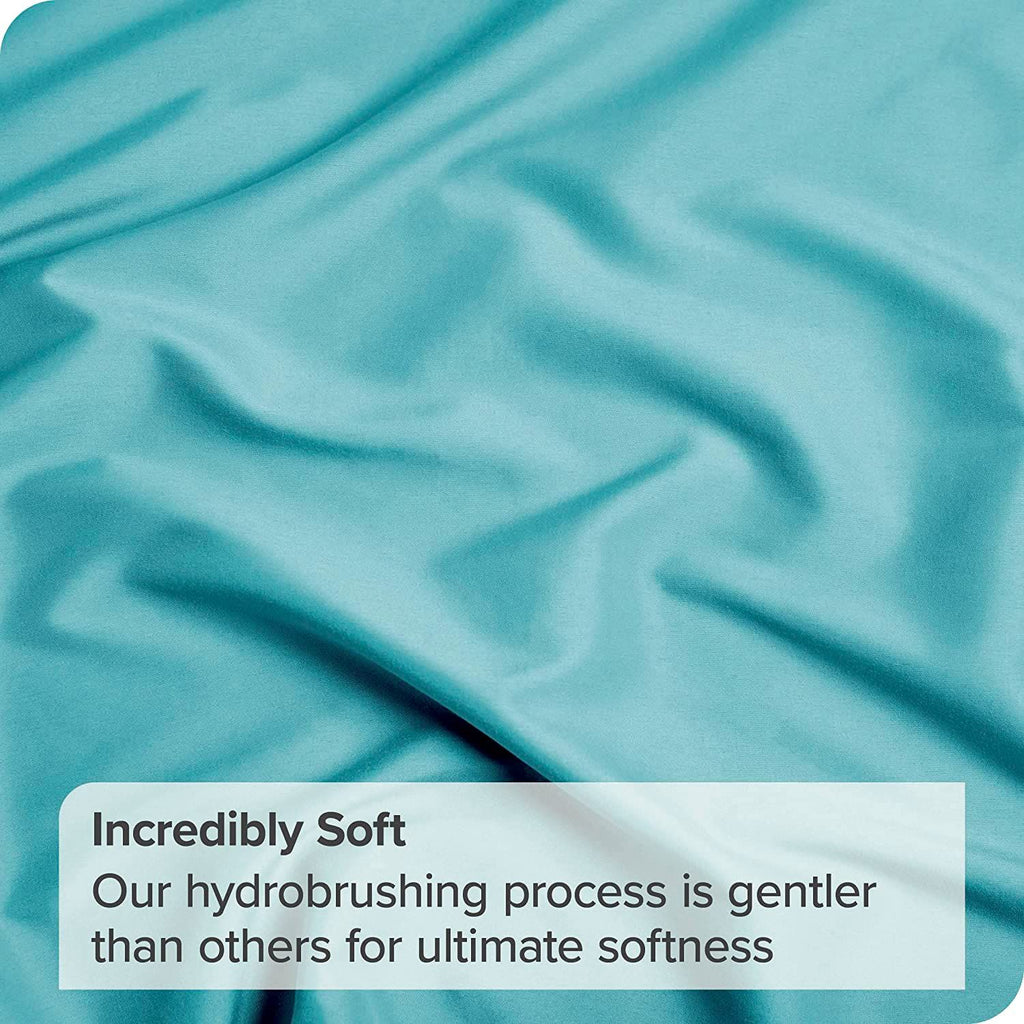 Hotel Quality Fitted Sheet - 1 Piece Fitted Sheet  -Breathable Bedding - Wrinkle, Fade, Stain Resistant- 16inch/40cm Deep Pocket Fitted Bed Sheet-Wrinkle and Fade Resistant,(Ice blue,Queen)