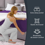 Hotel Quality Fitted Sheet - 1 Piece Fitted Sheet  -Breathable Bedding - Wrinkle, Fade, Stain Resistant- 16inch/40cm Deep Pocket Fitted Bed Sheet-Wrinkle and Fade Resistant,(Purple,Queen)