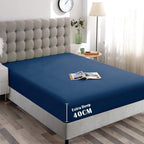 Hotel Quality Fitted Sheet - 1 Piece Fitted Sheet  -Breathable Bedding - Wrinkle, Fade, Stain Resistant- 16inch/40cm Deep Pocket Fitted Bed Sheet-Wrinkle and Fade Resistant,(Navy,Single)