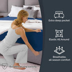 Hotel Quality Fitted Sheet - 1 Piece Fitted Sheet  -Breathable Bedding - Wrinkle, Fade, Stain Resistant- 16inch/40cm Deep Pocket Fitted Bed Sheet-Wrinkle and Fade Resistant,(Navy,Single)