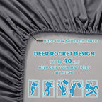 Hotel Quality Fitted Sheet - 1 Piece Fitted Sheet  -Breathable Bedding - Wrinkle, Fade, Stain Resistant- 16inch/40cm Deep Pocket Fitted Bed Sheet-Wrinkle and Fade Resistant,(Dark gray,Super King)