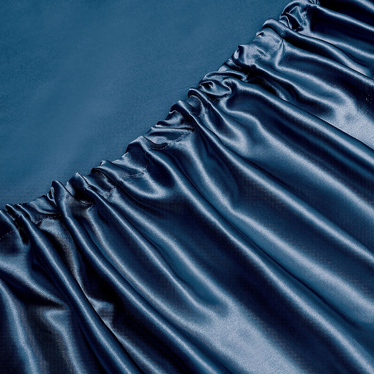 Art Silk Satin Sheet Set Hotel 4 Pieces Fitted/Flat Sheet Bedding Set-Luxury Soft Silky Sheets for Hair and Skin, Similar to Silk Bed Sheets Set 4 Pieces(Double,Navy)