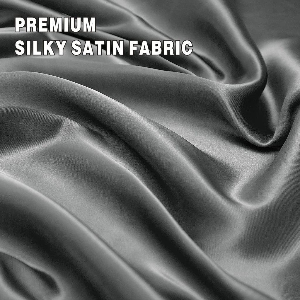 Art Silk Satin Sheet Set Hotel 3 Pieces Fitted/Flat Sheet Bedding Set-Luxury Soft Silky Sheets for Hair and Skin, Similar to Silk Bed Sheets Set 3 Pieces(King Single,Grey)