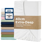2000TC Hotel Quality Fitted Sheets - 2 Piece Fitted Sheets  -Breathable Bedding - Wrinkle, Fade, Stain Resistant- 16inch/40cm Deep Pocket Fitted Bed Sheets-Wrinkle and Fade Resistant,(White,Double)