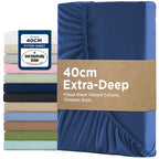 2000TC Hotel Quality Fitted Sheets - 2 Piece Fitted Sheets  -Breathable Bedding - Wrinkle, Fade, Stain Resistant- 16inch/40cm Deep Pocket Fitted Bed Sheets-Wrinkle and Fade Resistant,(Royal blue,Double)
