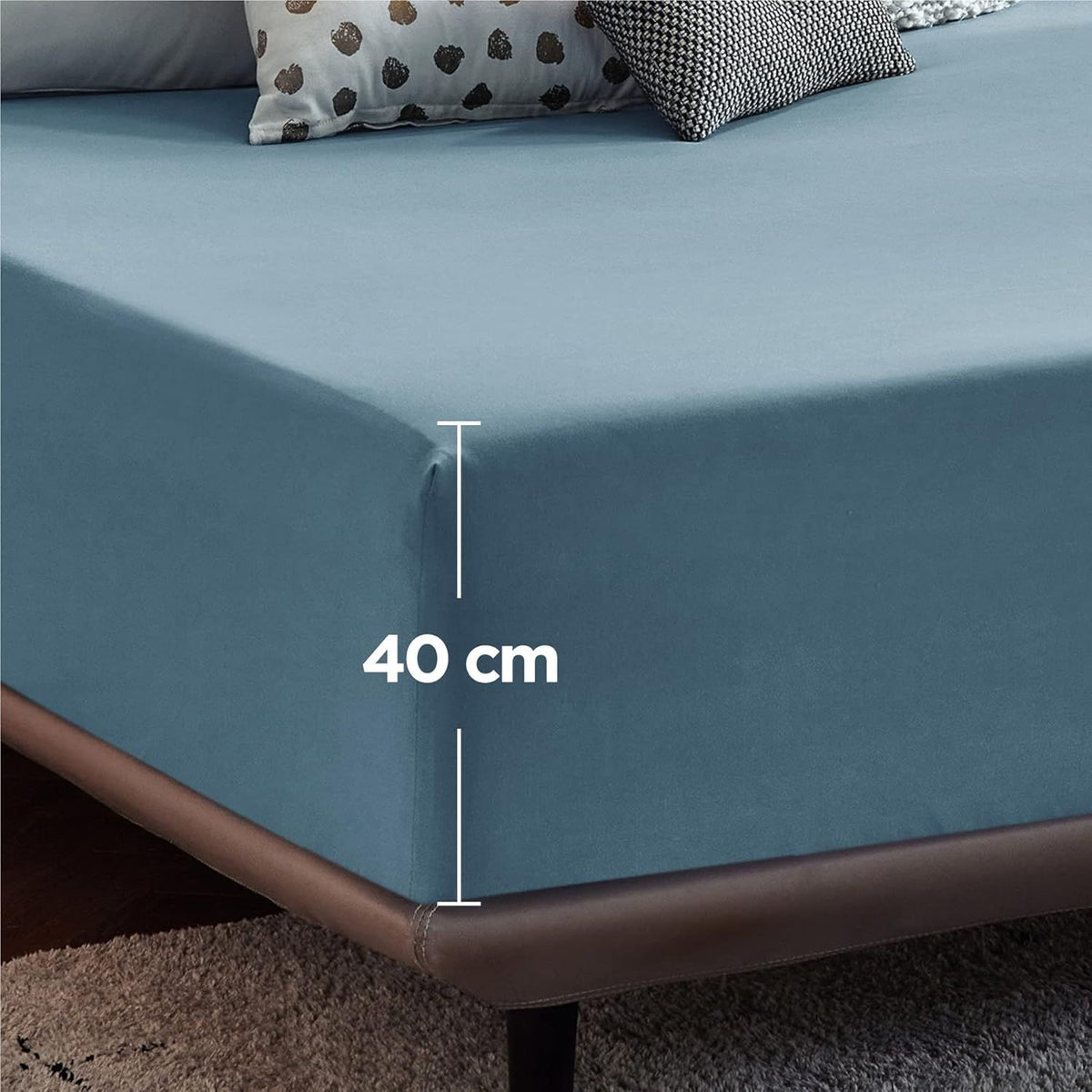 2000TC Hotel Quality Fitted Sheets - 2 Piece Fitted Sheets  -Breathable Bedding - Wrinkle, Fade, Stain Resistant- 16inch/40cm Deep Pocket Fitted Bed Sheets-Wrinkle and Fade Resistant,(Ocean,Double)