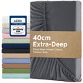 2000TC Hotel Quality Fitted Sheets - 2 Piece Fitted Sheets  -Breathable Bedding - Wrinkle, Fade, Stain Resistant- 16inch/40cm Deep Pocket Fitted Bed Sheets-Wrinkle and Fade Resistant,(Dark gray,Double)