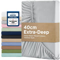 2000TC Hotel Quality Fitted Sheets - 2 Piece Fitted Sheets  -Breathable Bedding - Wrinkle, Fade, Stain Resistant- 16inch/40cm Deep Pocket Fitted Bed Sheets-Wrinkle and Fade Resistant,(Silver-gray,King)
