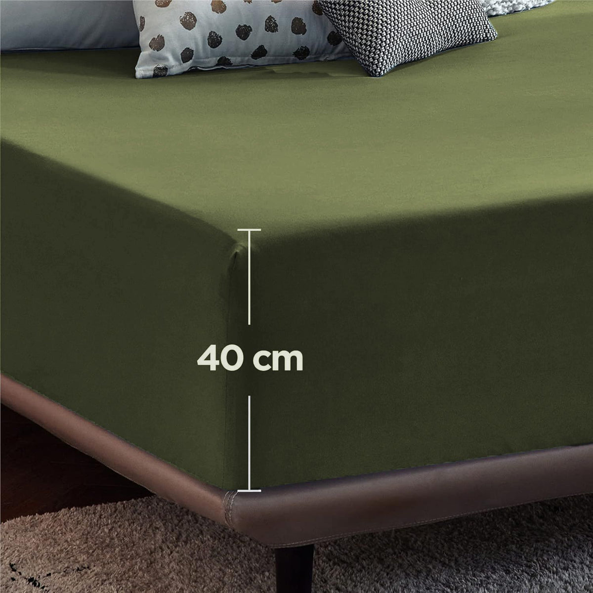 2000TC Hotel Quality Fitted Sheets - 2 Piece Fitted Sheets  -Breathable Bedding - Wrinkle, Fade, Stain Resistant- 16inch/40cm Deep Pocket Fitted Bed Sheets-Wrinkle and Fade Resistant,(Olive green,King Single)