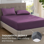 2000TC Hotel Quality Fitted Sheets - 2 Piece Fitted Sheets  -Breathable Bedding - Wrinkle, Fade, Stain Resistant- 16inch/40cm Deep Pocket Fitted Bed Sheets-Wrinkle and Fade Resistant,(Purple,King Single)