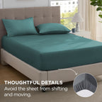 2000TC Hotel Quality Fitted Sheets - 2 Piece Fitted Sheets  -Breathable Bedding - Wrinkle, Fade, Stain Resistant- 16inch/40cm Deep Pocket Fitted Bed Sheets-Wrinkle and Fade Resistant,(Biscay blue,Queen)