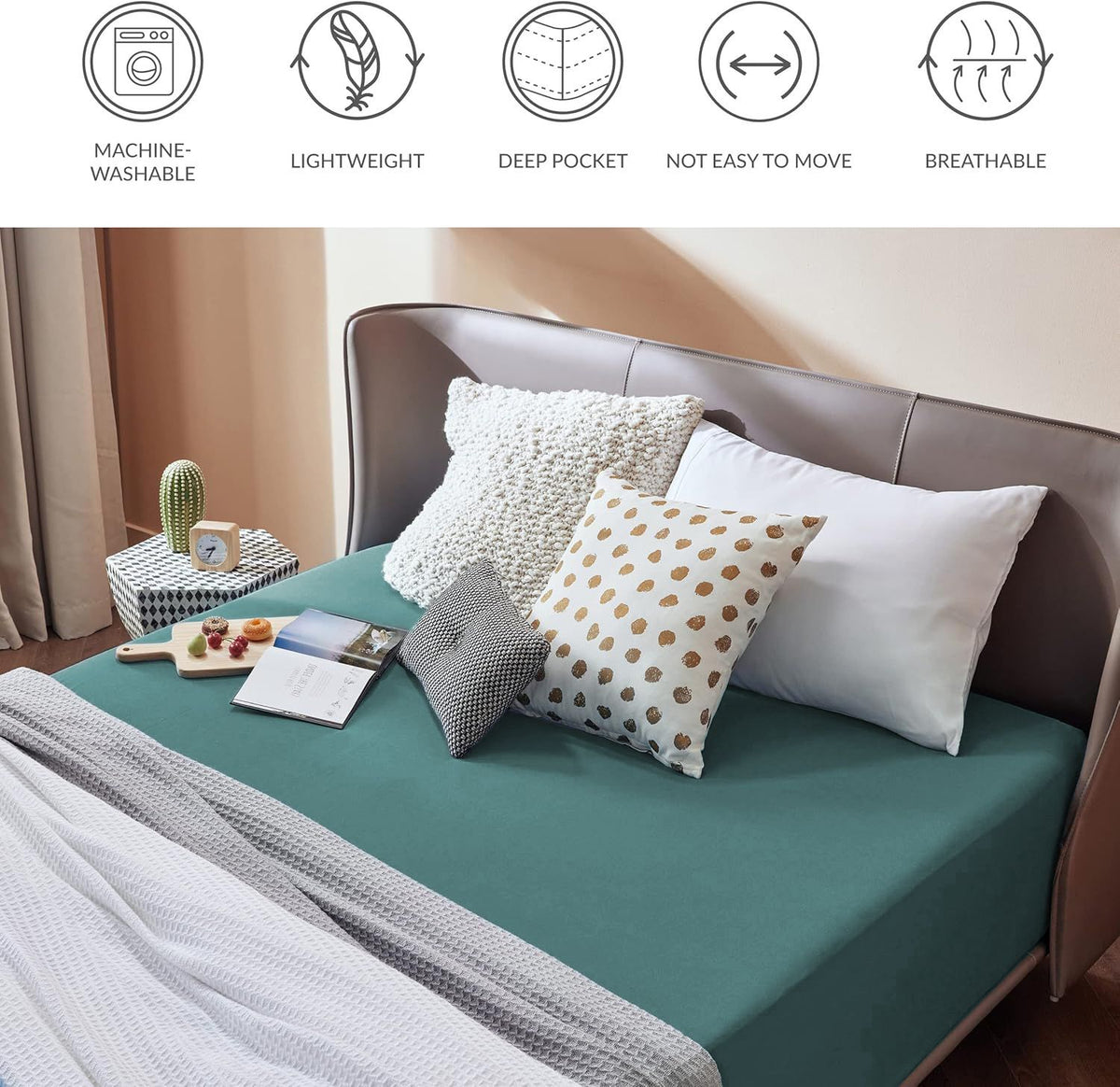 2000TC Hotel Quality Fitted Sheets - 2 Piece Fitted Sheets  -Breathable Bedding - Wrinkle, Fade, Stain Resistant- 16inch/40cm Deep Pocket Fitted Bed Sheets-Wrinkle and Fade Resistant,(Biscay blue,Queen)