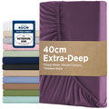 2000TC Hotel Quality Fitted Sheets - 2 Piece Fitted Sheets  -Breathable Bedding - Wrinkle, Fade, Stain Resistant- 16inch/40cm Deep Pocket Fitted Bed Sheets-Wrinkle and Fade Resistant,(Purple,Single)