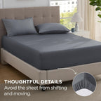 2000TC Hotel Quality Fitted Sheets - 2 Piece Fitted Sheets  -Breathable Bedding - Wrinkle, Fade, Stain Resistant- 16inch/40cm Deep Pocket Fitted Bed Sheets-Wrinkle and Fade Resistant,(Dark gray,Super King)