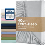 2000TC Hotel Quality Fitted Sheets - 2 Piece Fitted Sheets  -Breathable Bedding - Wrinkle, Fade, Stain Resistant- 16inch/40cm Deep Pocket Fitted Bed Sheets-Wrinkle and Fade Resistant,(Silver-gray,Super King)