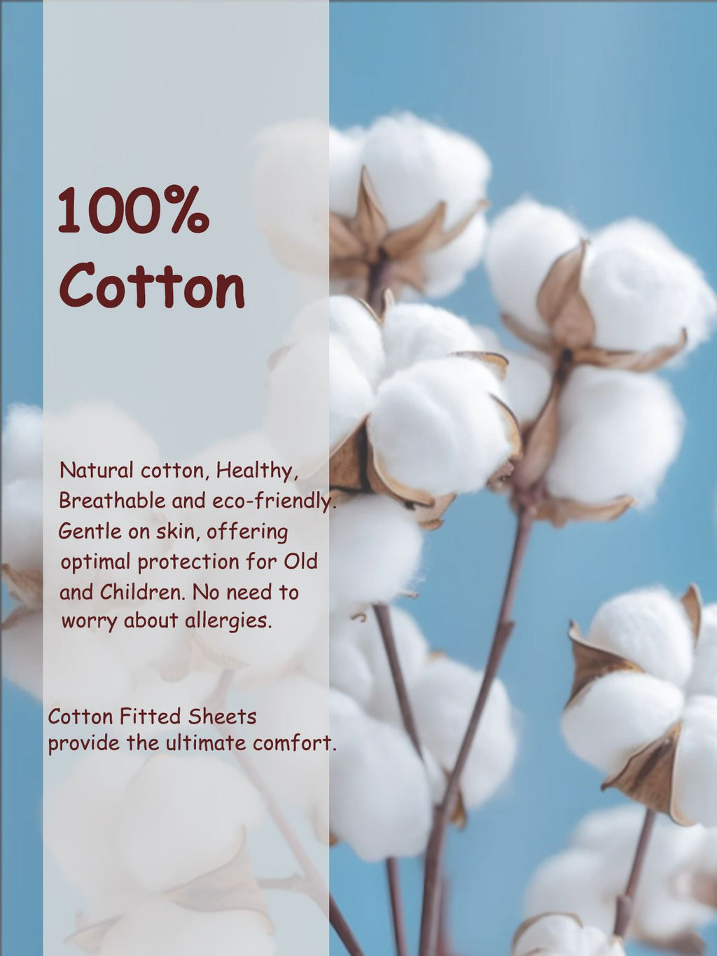 100% Cotton Fitted Sheet - Super Soft 40cm Deep Pocket Bottom Sheets - White Elastic Sheet（Double,Green beans)