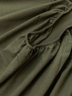 100% Cotton Fitted Sheet - Super Soft 40cm Deep Pocket Bottom Sheets - White Elastic Sheet（Double,Olive green)
