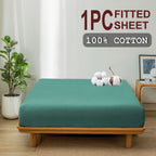 100% Cotton Fitted Sheet - Super Soft 40cm Deep Pocket Bottom Sheets - White Elastic Sheet（Queen,Biscay blue)
