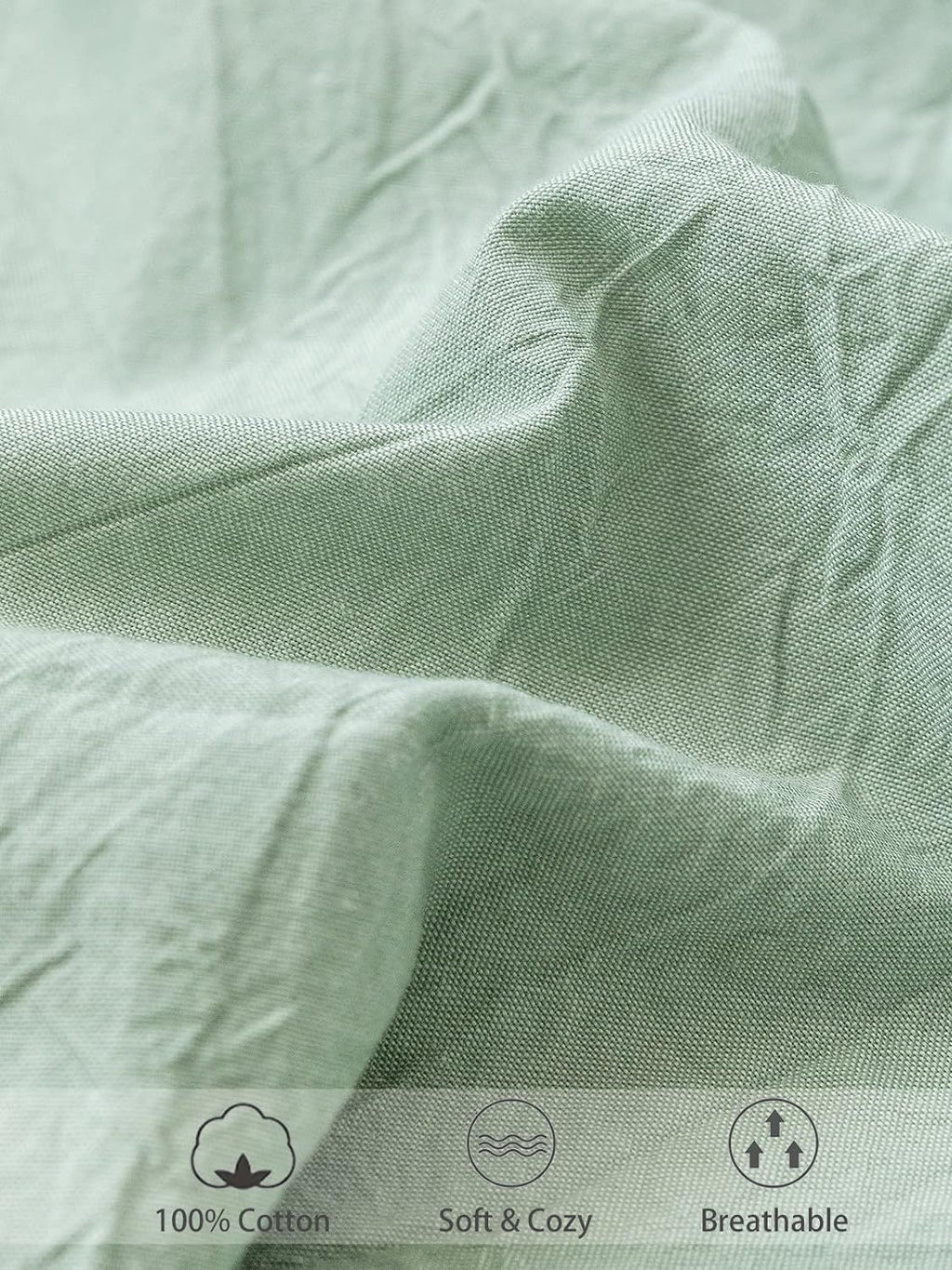 100% Cotton Fitted Sheet - Super Soft 40cm Deep Pocket Bottom Sheets - White Elastic Sheet（Super King,Green beans)