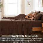 Hotel Soft Bed Sheet Set- Bedding Sheets & Pillowcases -Breathable Bedding - Wrinkle, Fade, Stain Resistant-Deep Pocket Flat Fitted Bed Sheet Set(Chocolate,Double)