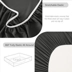 Hotel Soft Bed Sheet Set- Bedding Sheets & Pillowcases -Breathable Bedding - Wrinkle, Fade, Stain Resistant-Deep Pocket Flat Fitted Bed Sheet Set(Dark gray,Double)