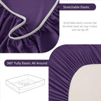 Hotel Soft Bed Sheet Set- Bedding Sheets & Pillowcases -Breathable Bedding - Wrinkle, Fade, Stain Resistant-Deep Pocket Flat Fitted Bed Sheet Set(Purple,Double)