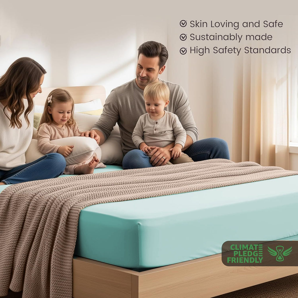 Hotel Quality Fitted Sheet - 1 Piece Fitted Sheet  -Breathable Bedding - Wrinkle, Fade, Stain Resistant- 16inch/40cm Deep Pocket Fitted Bed Sheet-Wrinkle and Fade Resistant,(Ice blue,Double)