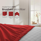 Hotel Quality Fitted Sheet - 1 Piece Fitted Sheet  -Breathable Bedding - Wrinkle, Fade, Stain Resistant- 16inch/40cm Deep Pocket Fitted Bed Sheet-Wrinkle and Fade Resistant,(Red,Double)
