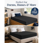 Hotel Quality Fitted Sheet - 1 Piece Fitted Sheet  -Breathable Bedding - Wrinkle, Fade, Stain Resistant- 16inch/40cm Deep Pocket Fitted Bed Sheet-Wrinkle and Fade Resistant,(Black,Double)