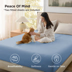 Hotel Soft Bed Sheet Set- Bedding Sheets & Pillowcases -Breathable Bedding - Wrinkle, Fade, Stain Resistant-Deep Pocket Flat Fitted Bed Sheet Set(Ocean,King)